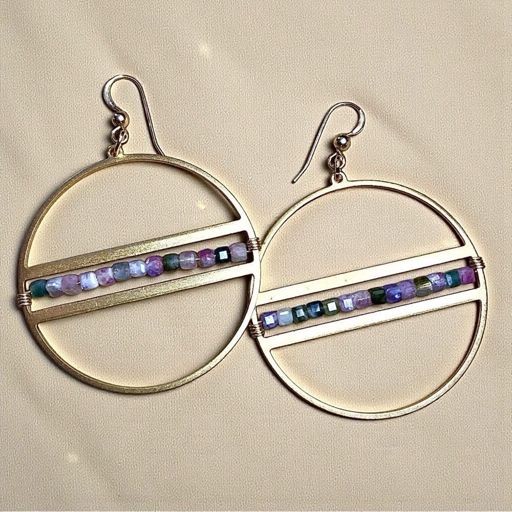 Watermelon Tourmaline Hoop Earrings